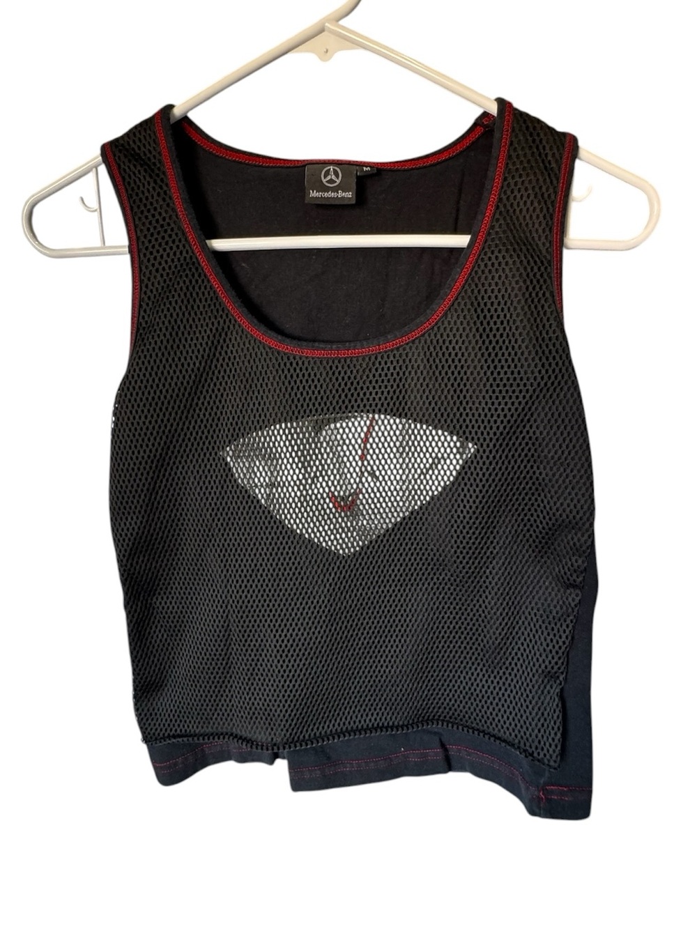 Mercedes Benz Formula One Racing Women's M Black Mesh Cropped Tank Top